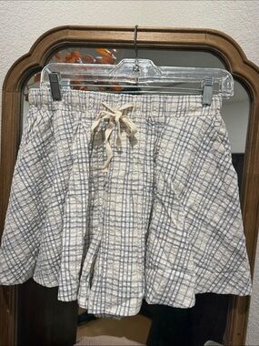 In February Blue Plaid Flowy Shorts